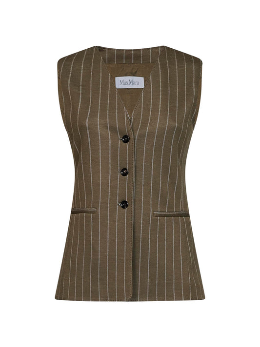 Gilet MXMRICCIO in jersey gessato verde kaki