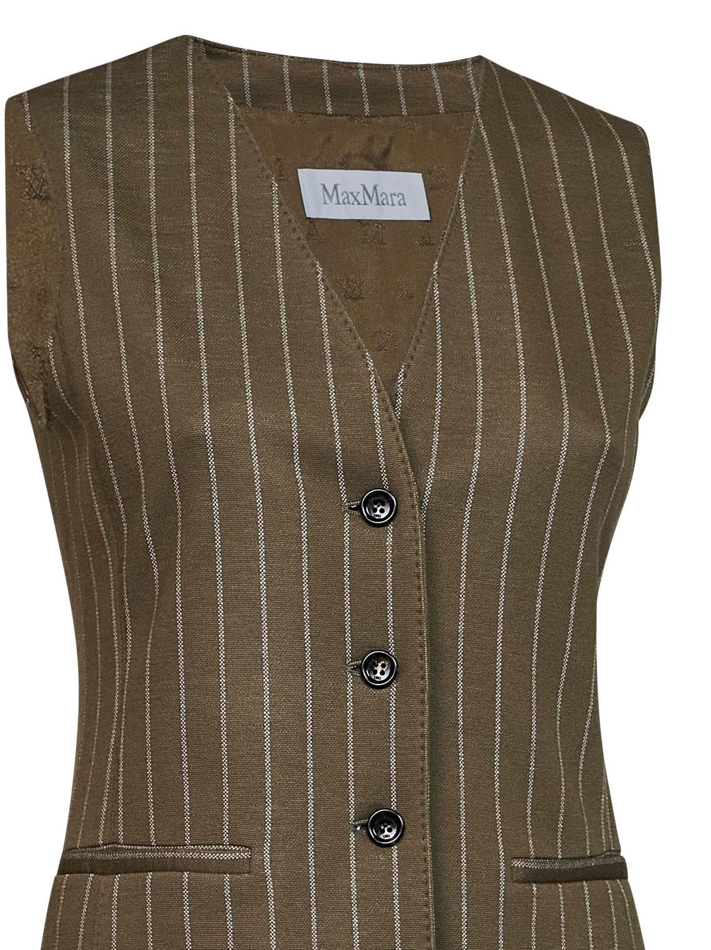 Gilet MXMRICCIO in jersey gessato verde kaki