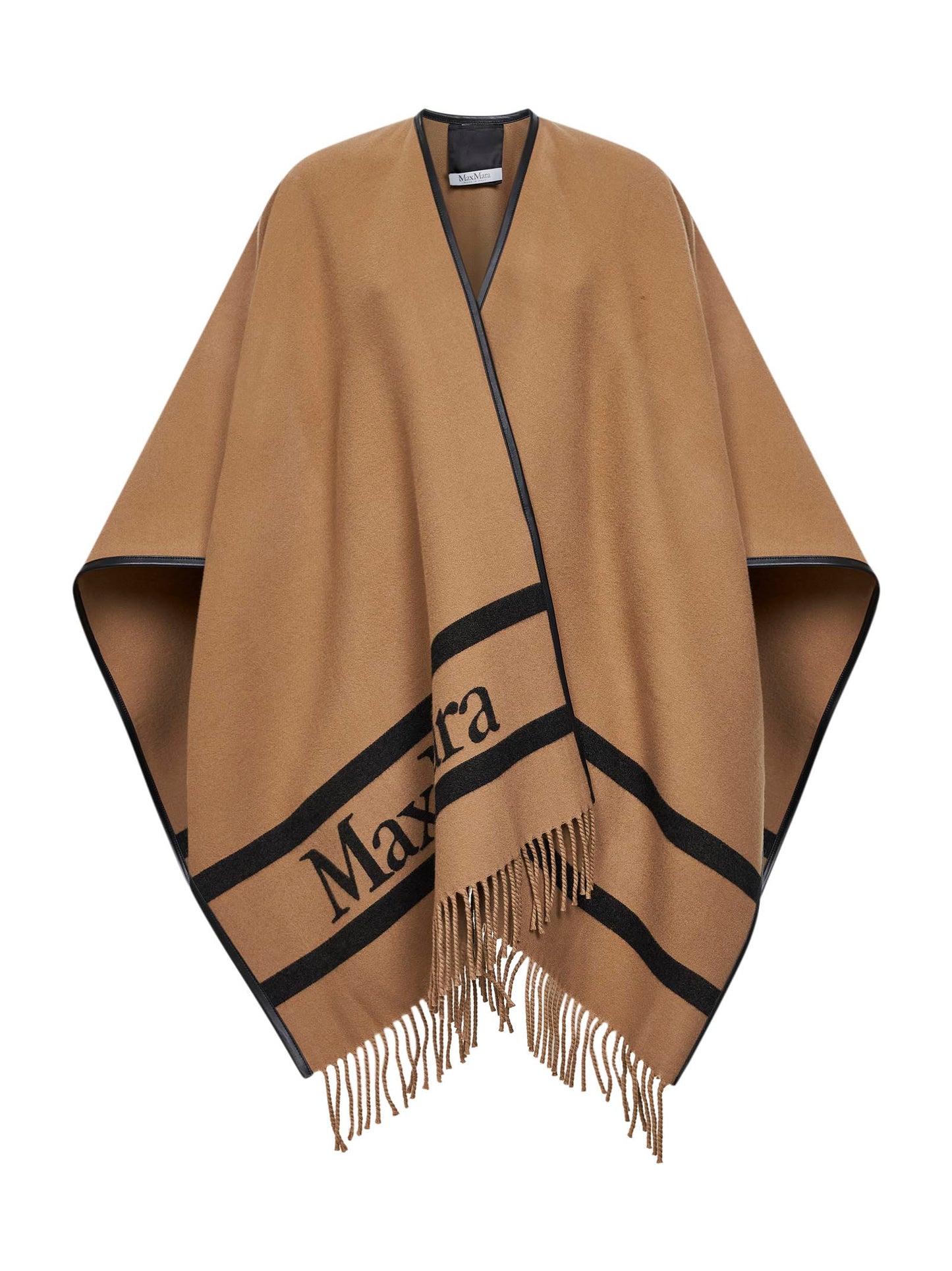 Camel jacquard wool MXAARIS poncho
