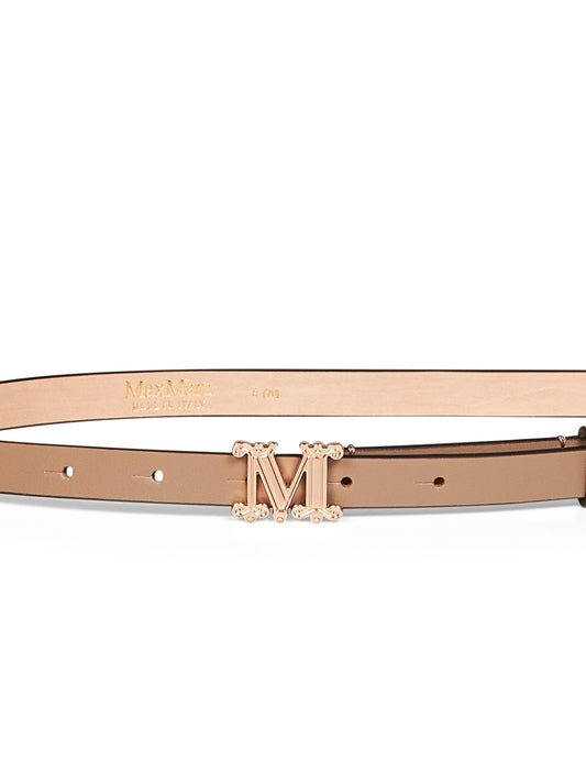Cintura Monogram MGRAZIATA in cuoio fango