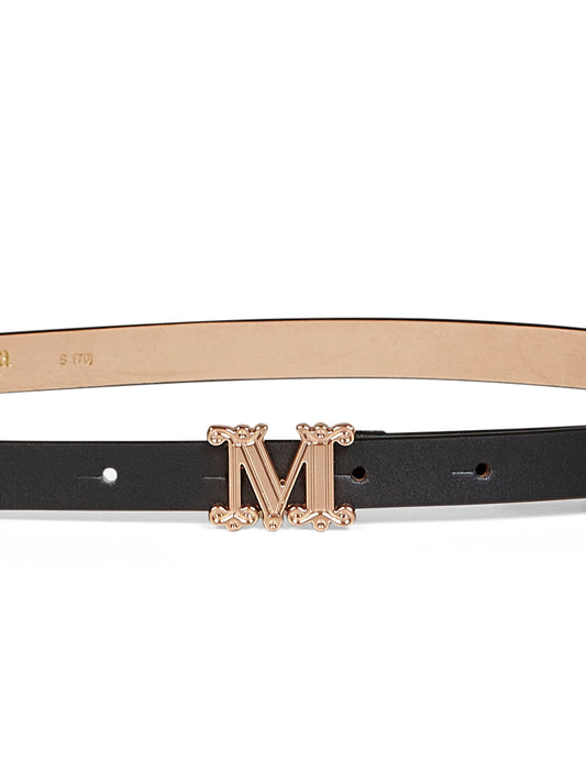 Cintura Monogram MGRAZIATA in cuoio nero
