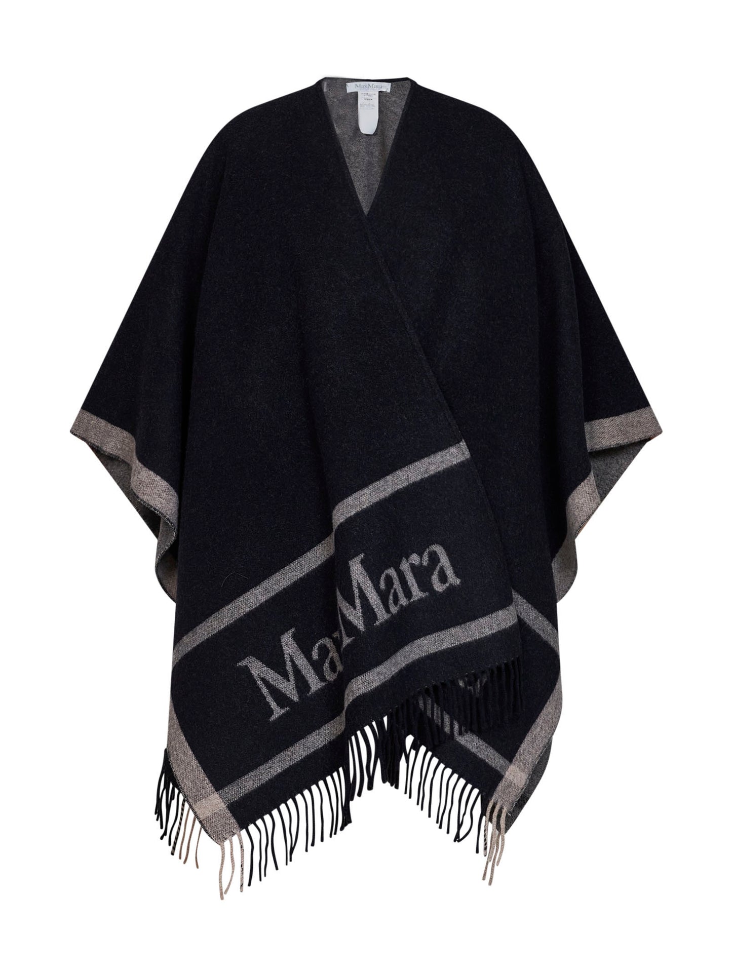 Blue jacquard wool HILDE poncho