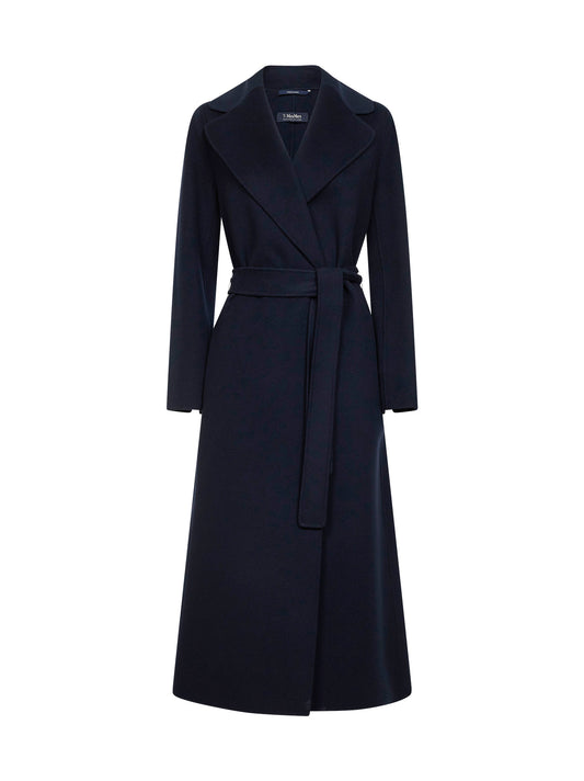 Midnight blue POLDO long wrap coat