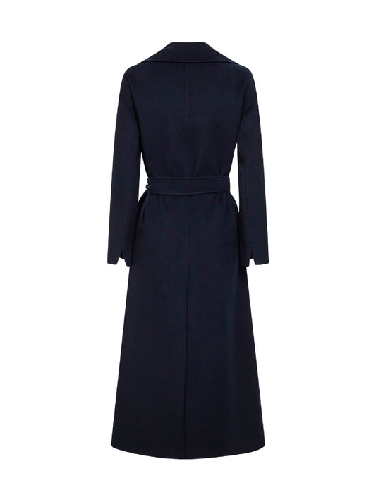 Midnight blue POLDO long wrap coat