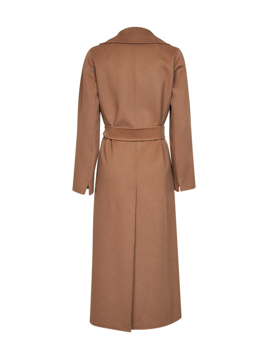 Camel POLDO belted wrap coat