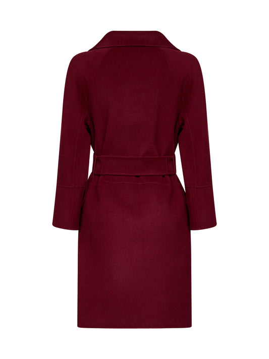 Burgundy ARONA short belted coat
