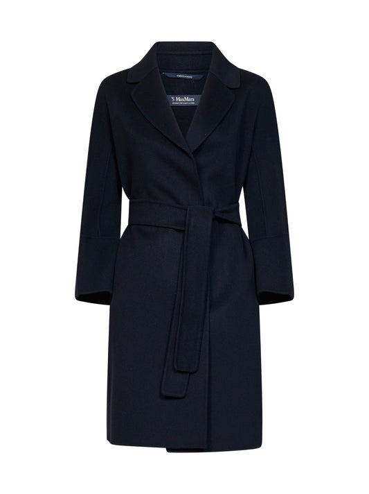 Dark blue ARONA short belted coat
