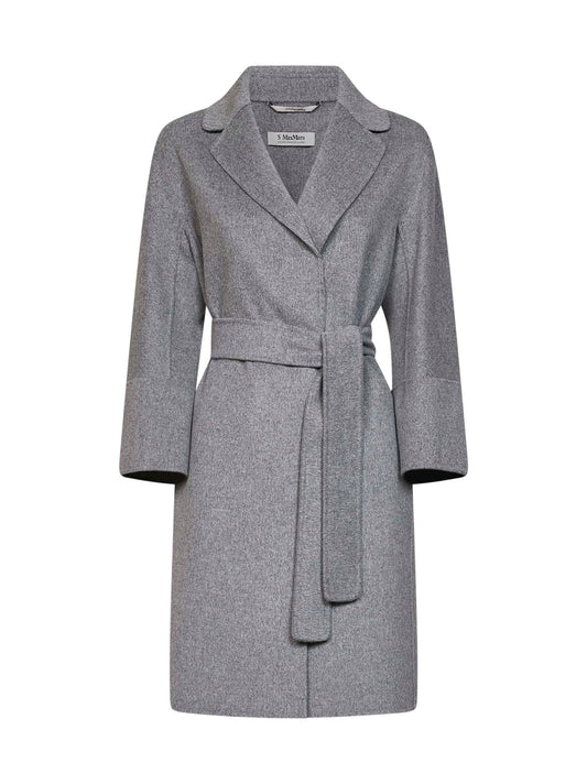 Cappotto corto con cintura ARONA grigio melange