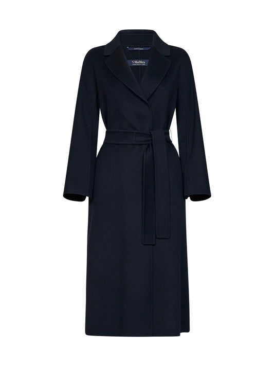 Dark blue ESTURIA belted midi coat