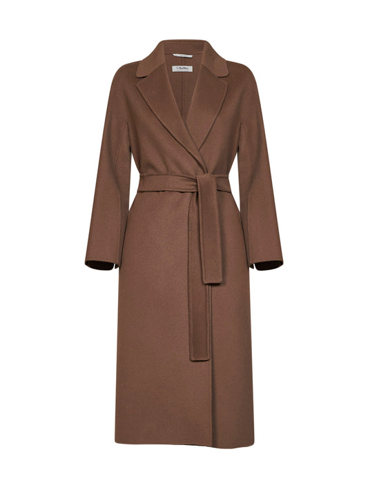 Cappotto midi con cintura ESTURIA fango