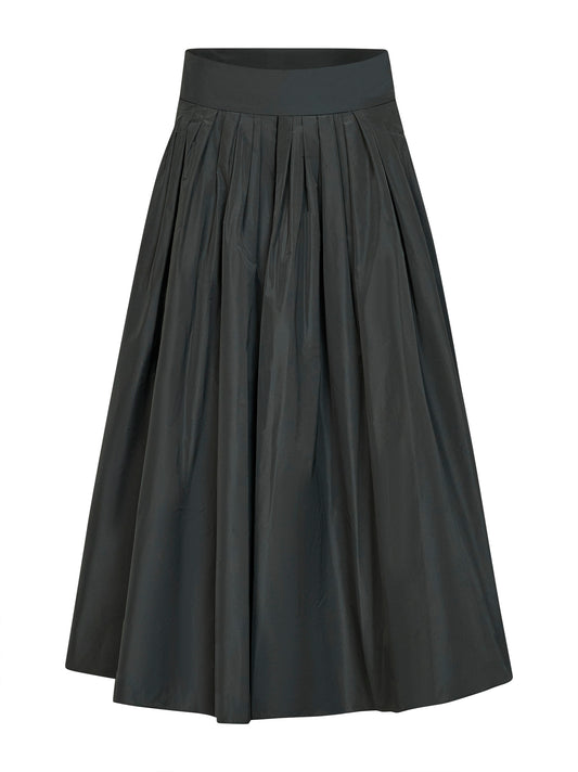 Dark green taffeta SMMROMINA long pleated skirt