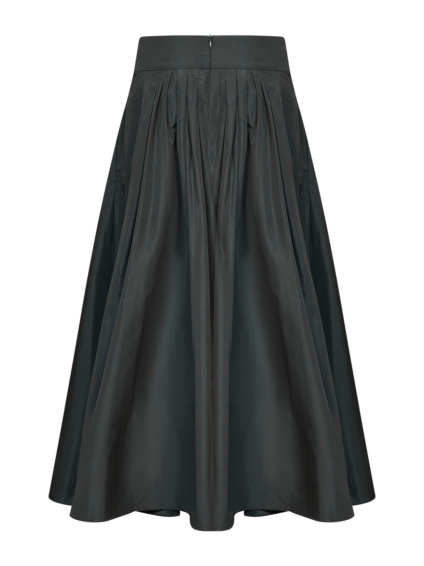 Dark green taffeta SMMROMINA long pleated skirt