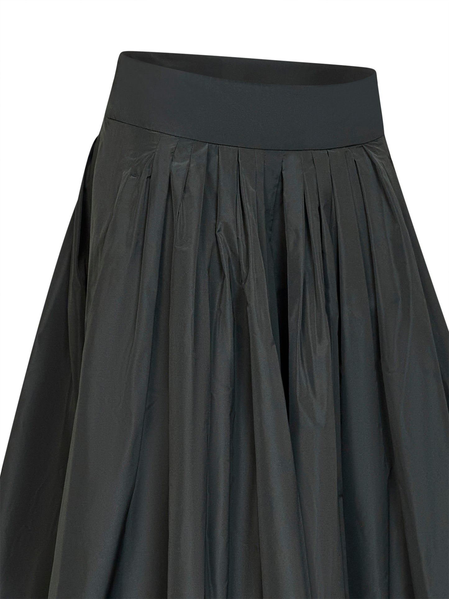 Dark green taffeta SMMROMINA long pleated skirt