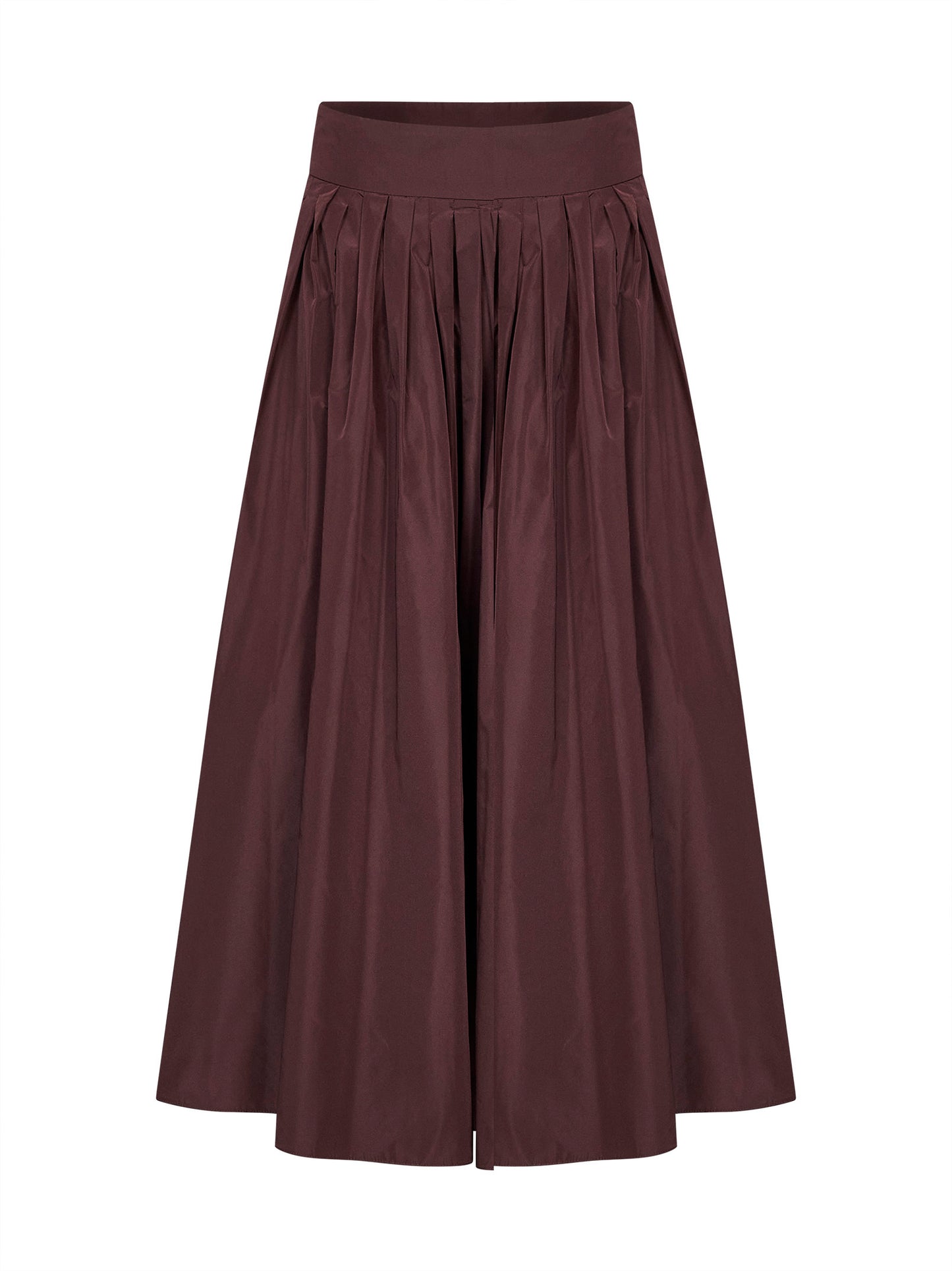 Burgundy taffeta SMMROMINA long pleated skirt