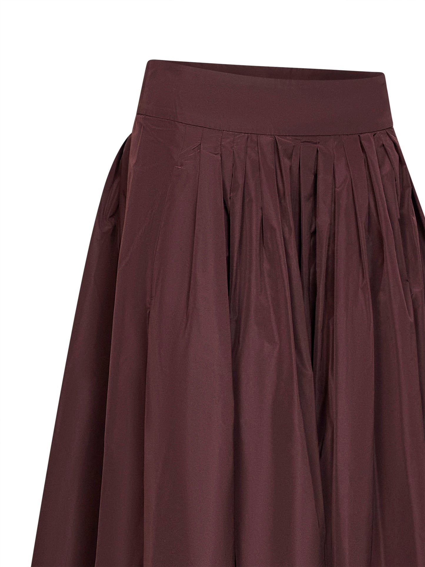 Burgundy taffeta SMMROMINA long pleated skirt