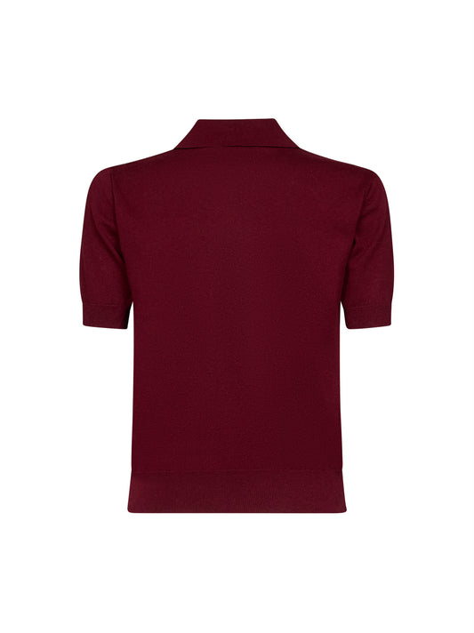 Burgundy knit SMMPOMPOSA polo shirt