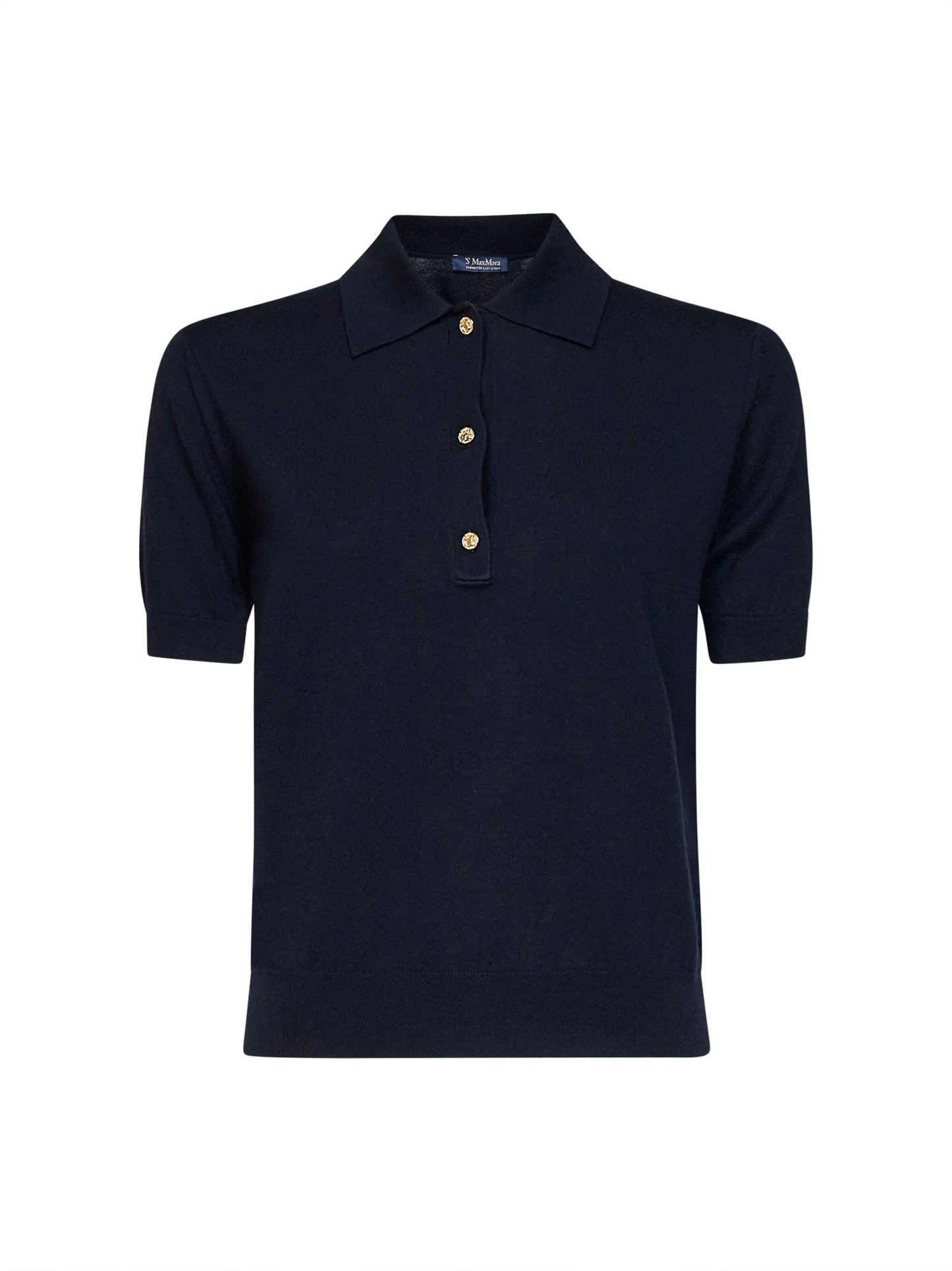 Blue knit SMMPOMPOSA polo shirt<BR/>