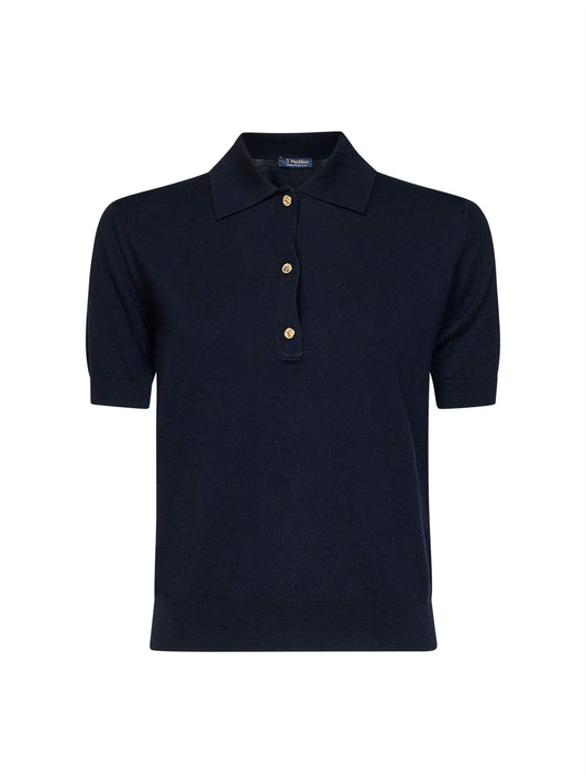 Blue knit SMMPOMPOSA polo shirt<BR/>