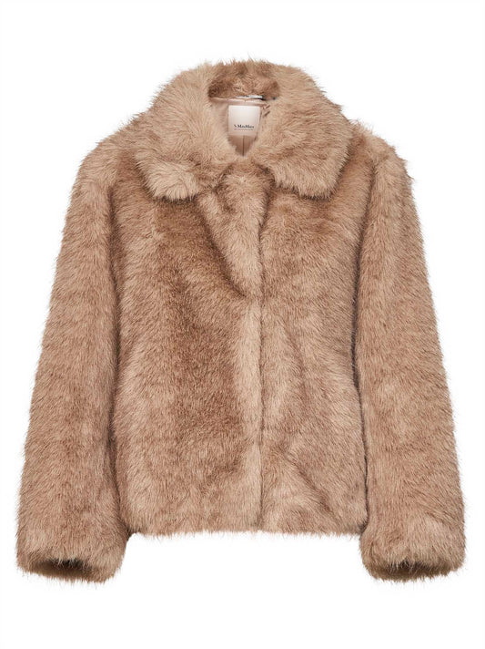 Honey faux-fur SMMALCE short coat