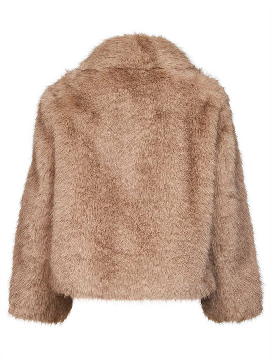 Honey faux-fur SMMALCE short coat