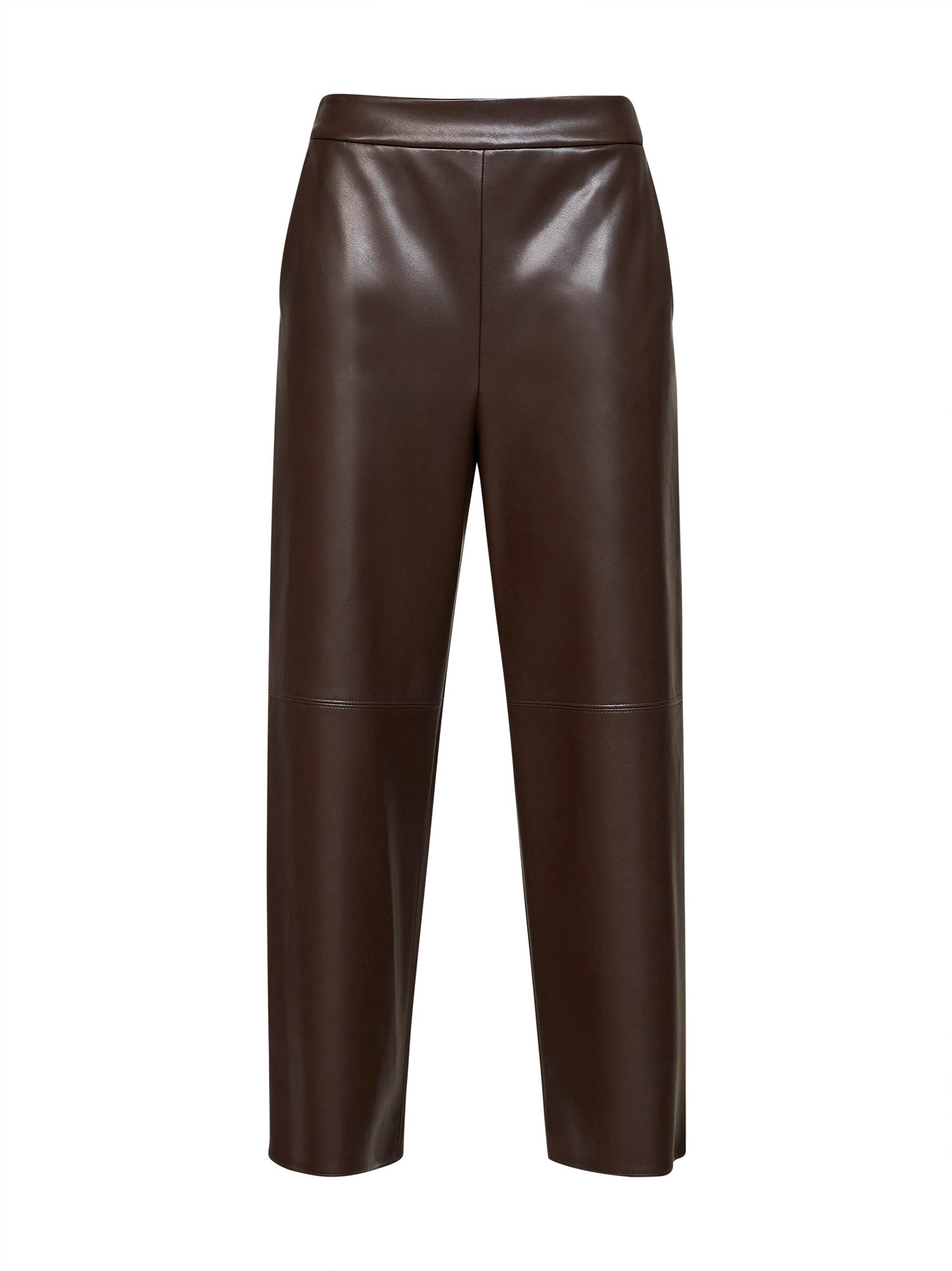 Dark brown coated jersey SMMAMATI cropped trousers