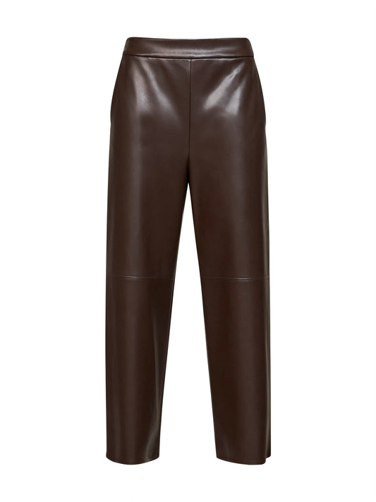 Dark brown coated jersey SMMAMATI cropped trousers