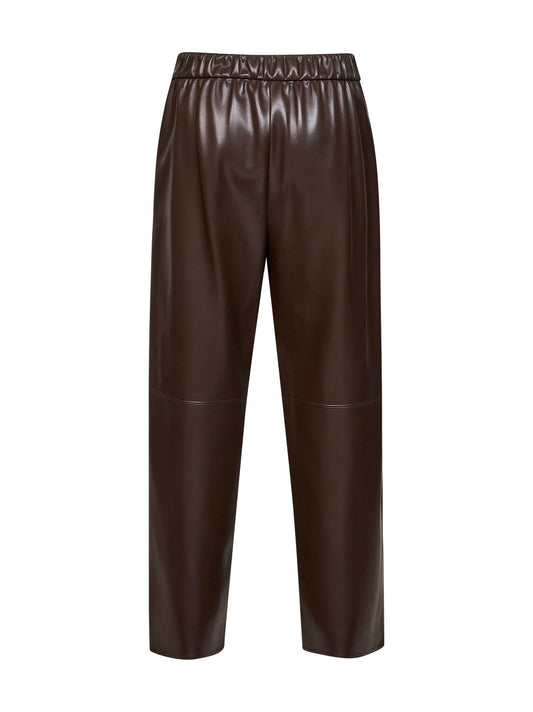 Dark brown coated jersey SMMAMATI cropped trousers