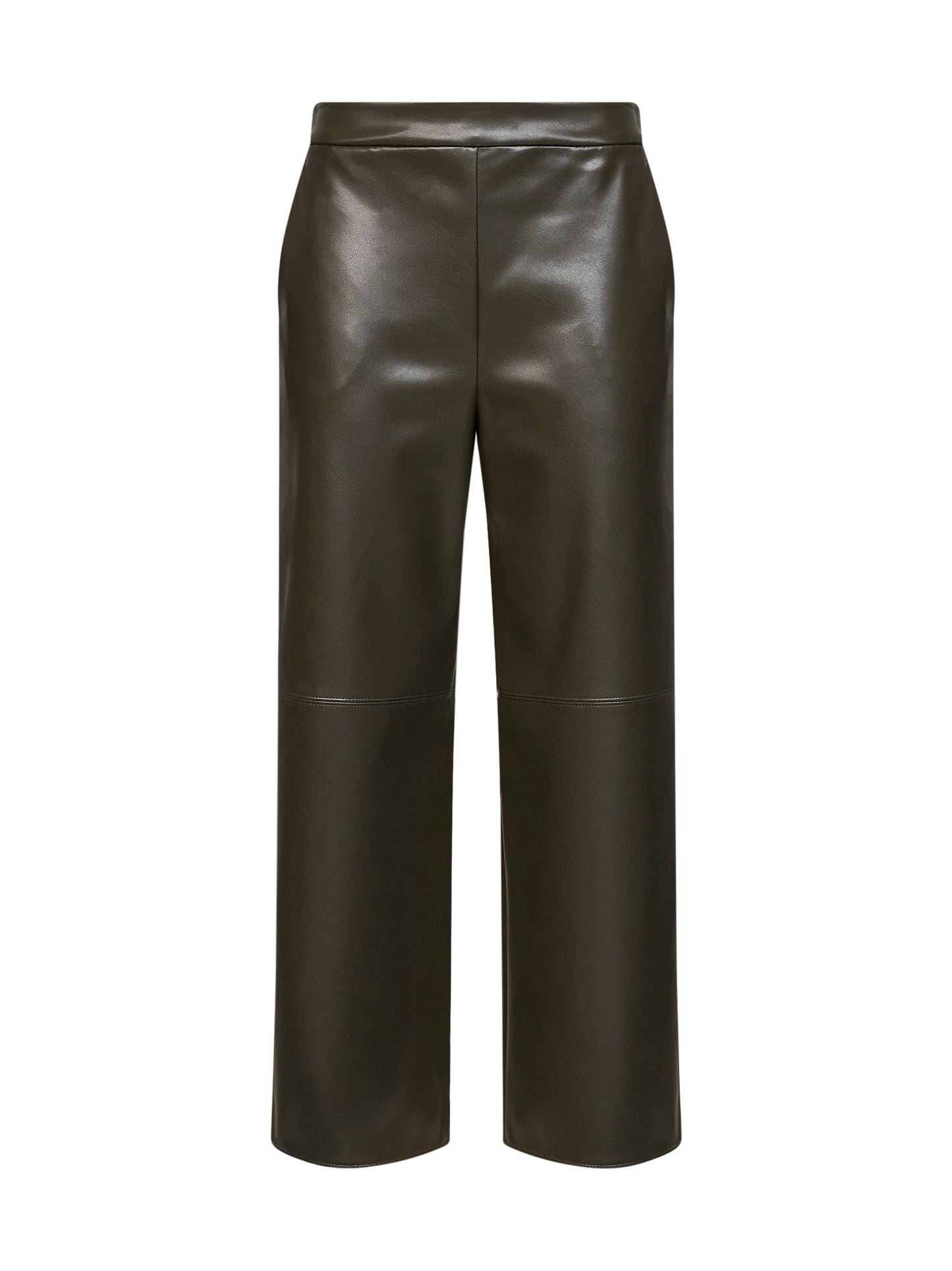 Dark khaki green coated jersey SMMAMATI cropped trousers