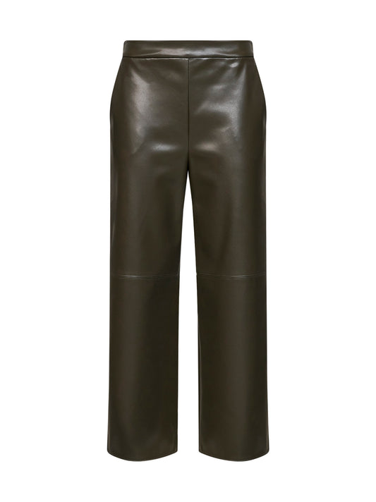 Dark khaki green coated jersey SMMAMATI cropped trousers