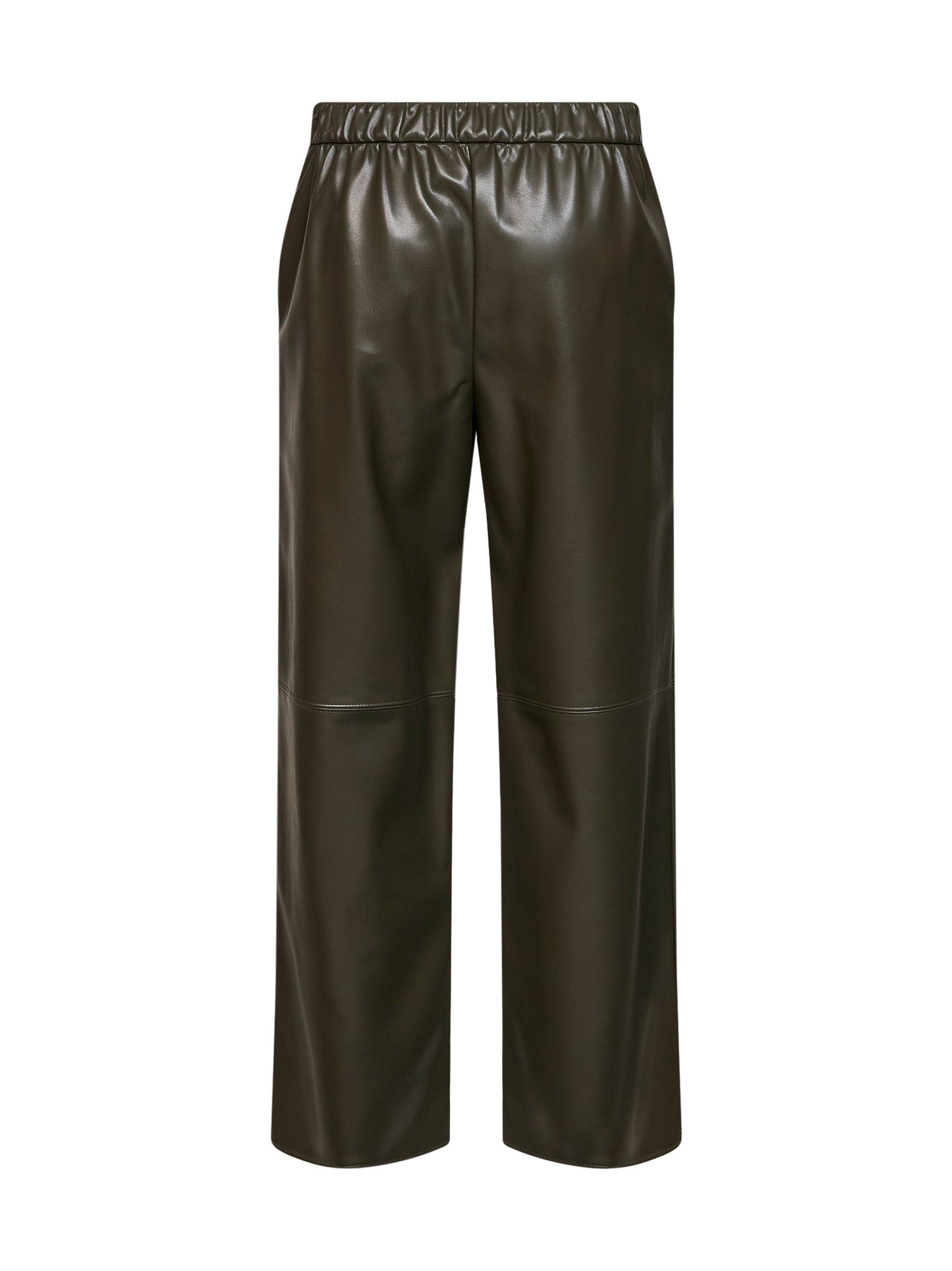 Dark khaki green coated jersey SMMAMATI cropped trousers