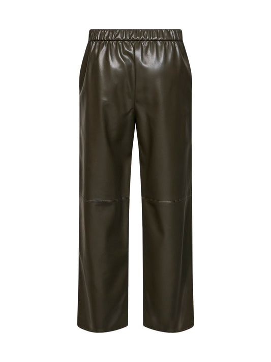 Dark khaki green coated jersey SMMAMATI cropped trousers