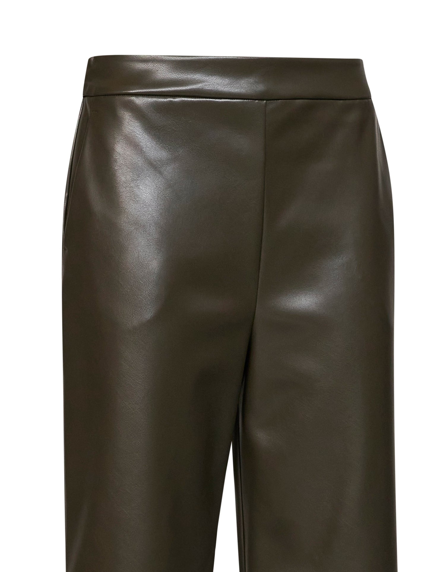 Dark khaki green coated jersey SMMAMATI cropped trousers