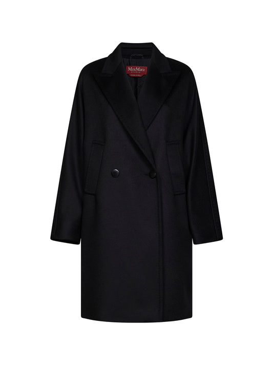 Black MSTMASTRO double-breasted midi coat