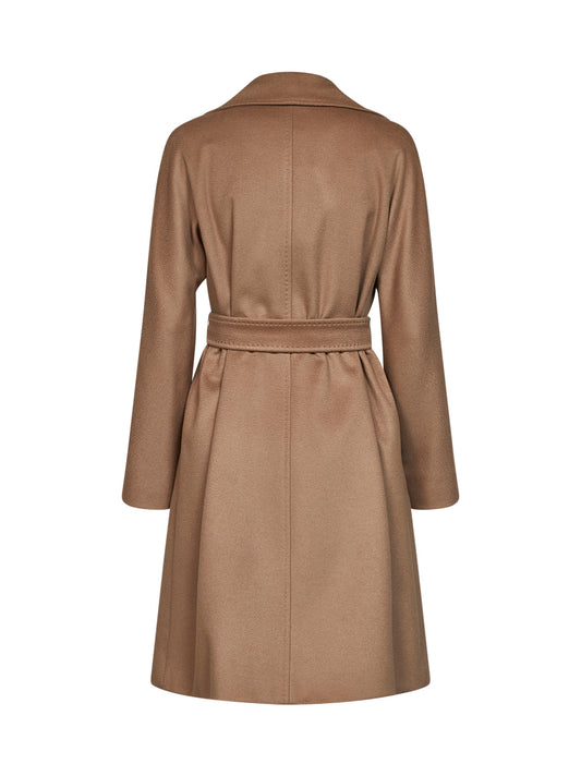 Camel MSTDRAVENNA belted wrap coat