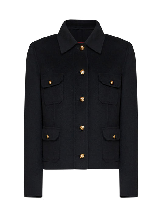 Black wool-blend MSTVENERE varsity jacket