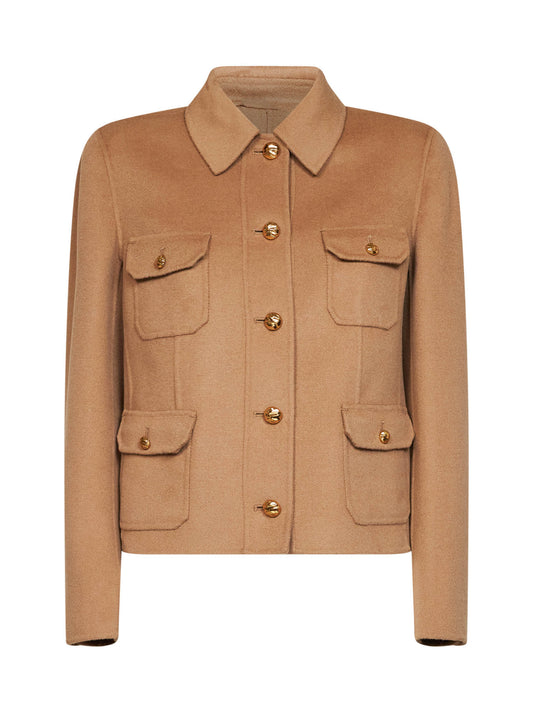 Camel wool-blend MSTVENERE varsity jacket