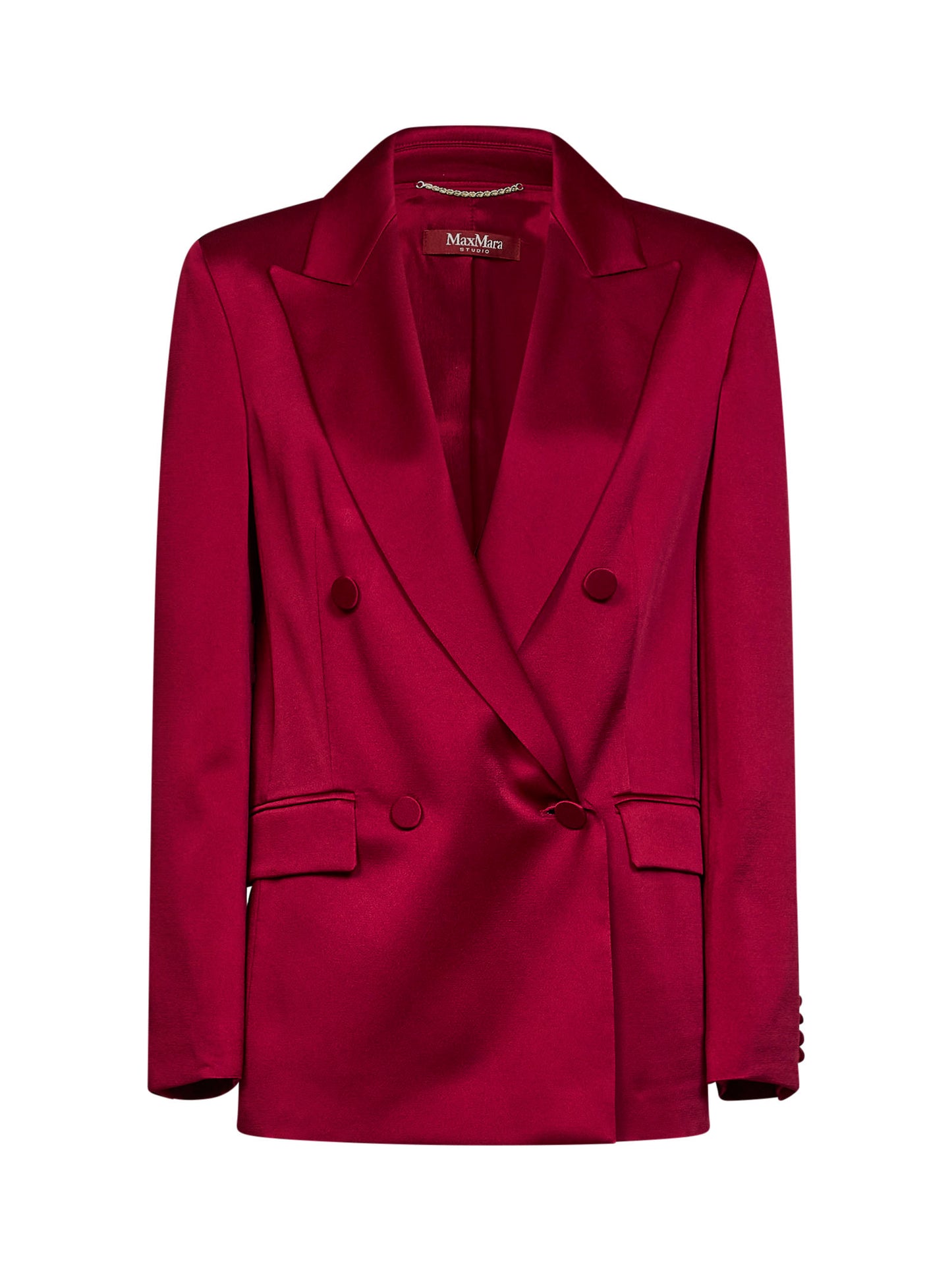 Ruby envers satin MSEARCA double-breasted blazer