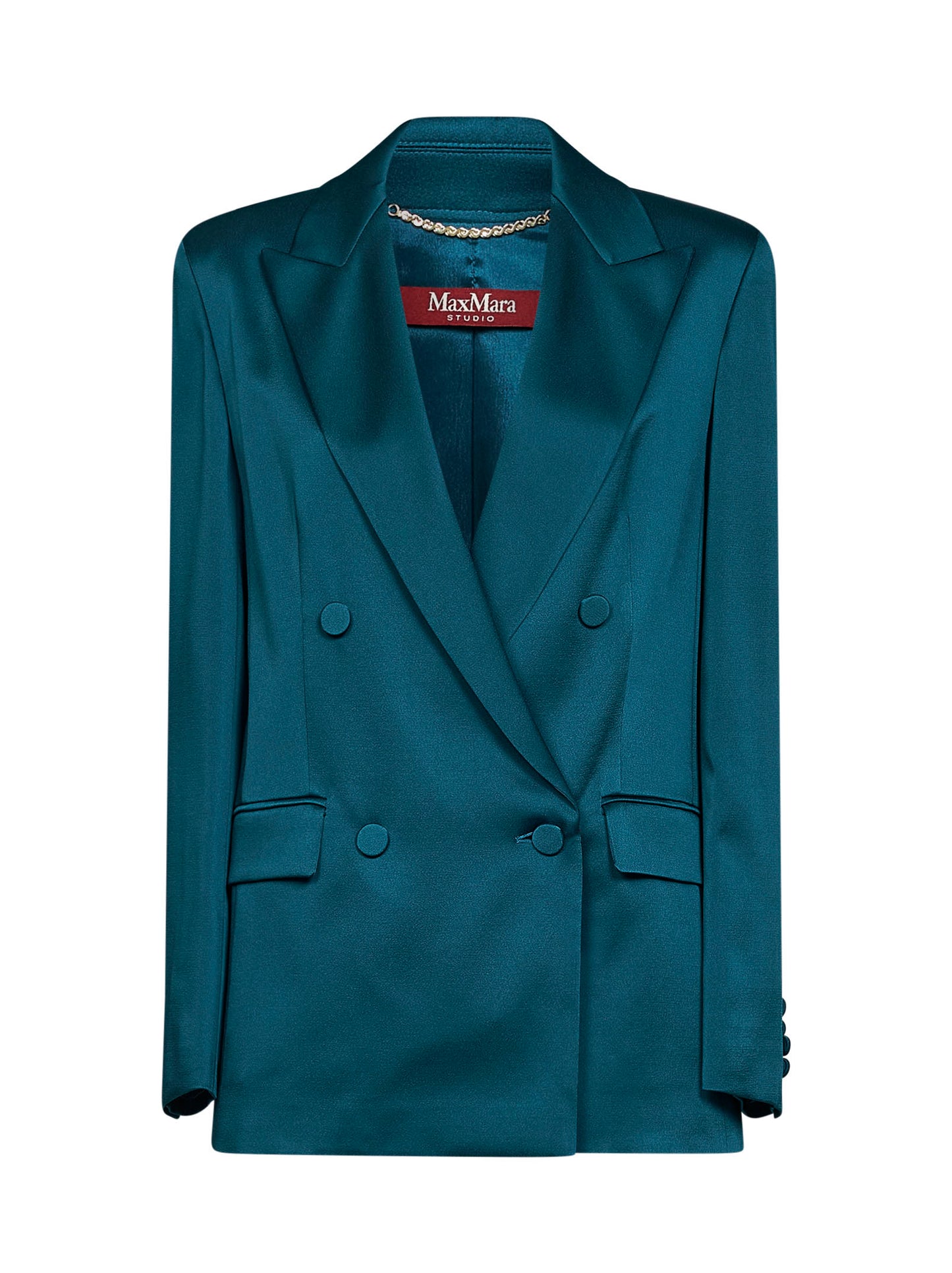 Blazer doppiopetto MSEARCA in envers satin petrolio
