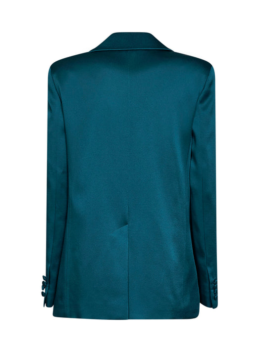 Blazer doppiopetto MSEARCA in envers satin petrolio