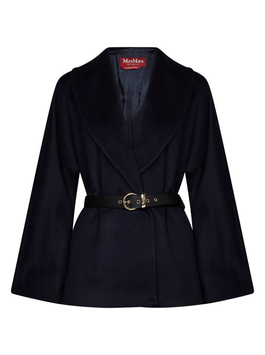 Blue MSTABISSI belted short coat