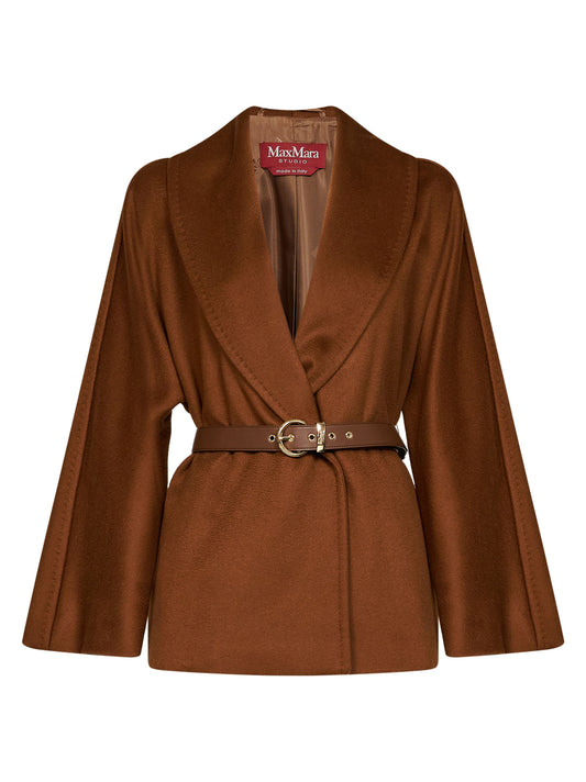 Tan MSTABISSI belted short coat