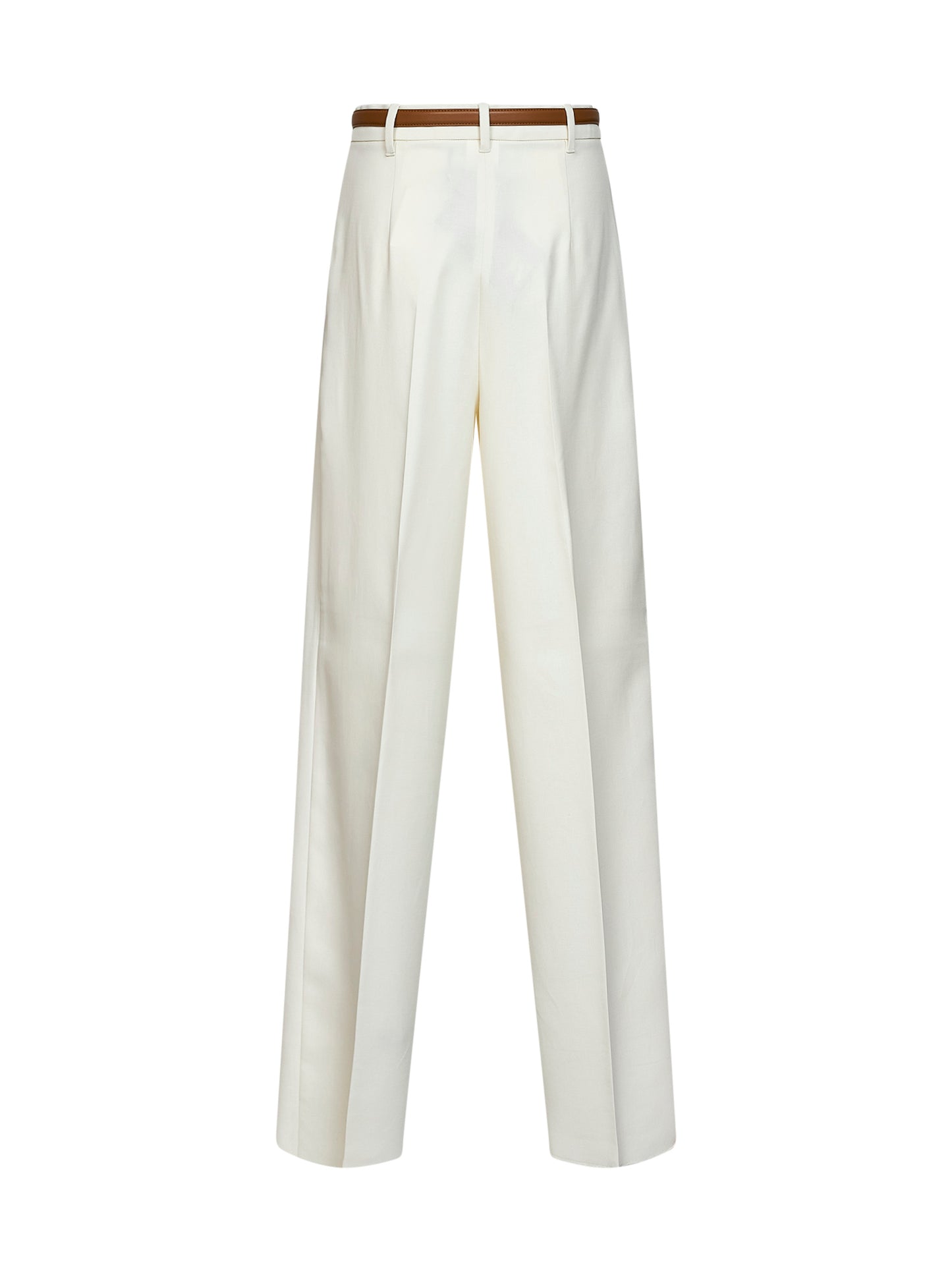 Ivory white MSTADUNCO fluid belted trousers