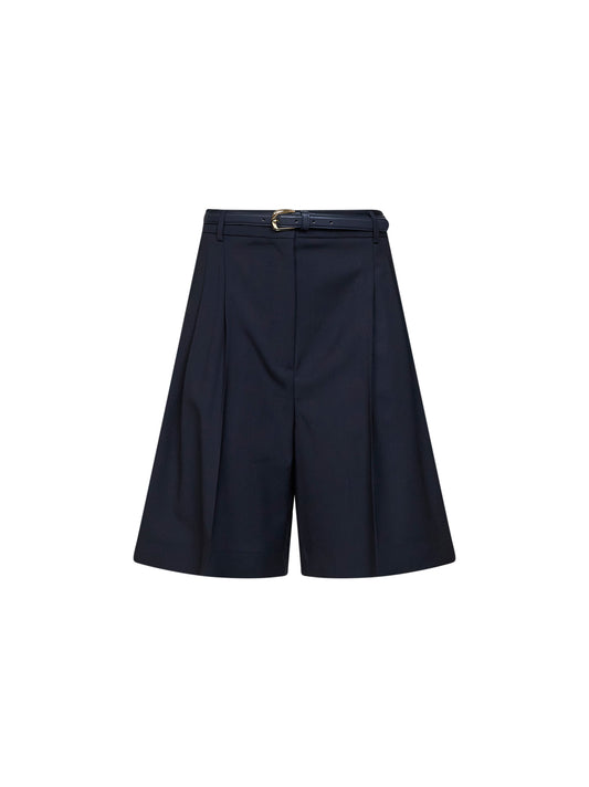 Blue MSTADORNO belted Bermuda shorts