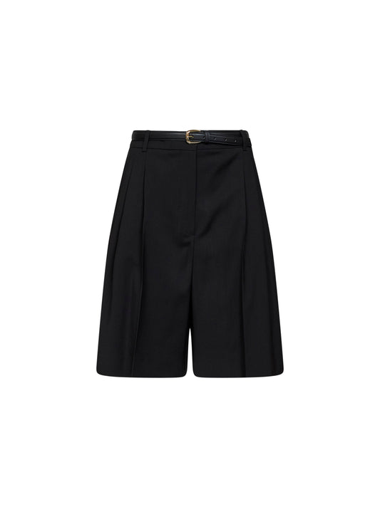 Black MSTADORNO belted Bermuda shorts