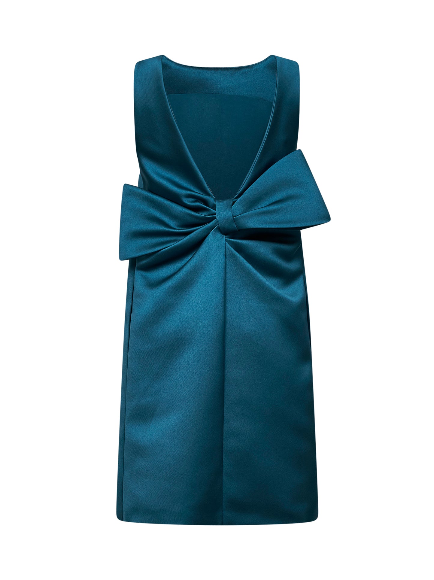 Oil green taffeta MSESCALATA short dress with bow