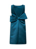 Oil green taffeta MSESCALATA short dress with bow