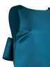 Oil green taffeta MSESCALATA short dress with bow