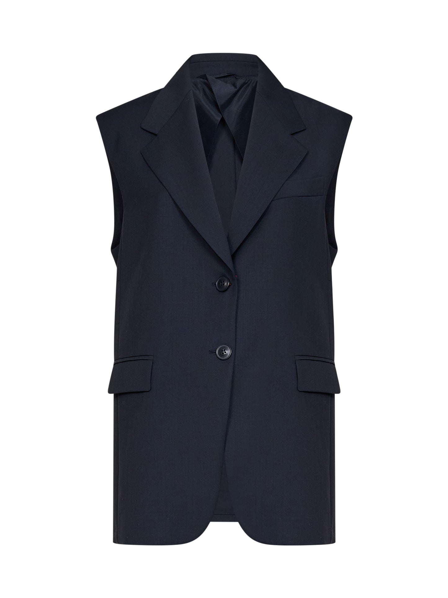 Blue chintz wool MSTQUASAR sleeveless jacket