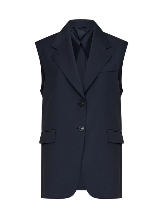 Blue chintz wool MSTQUASAR sleeveless jacket