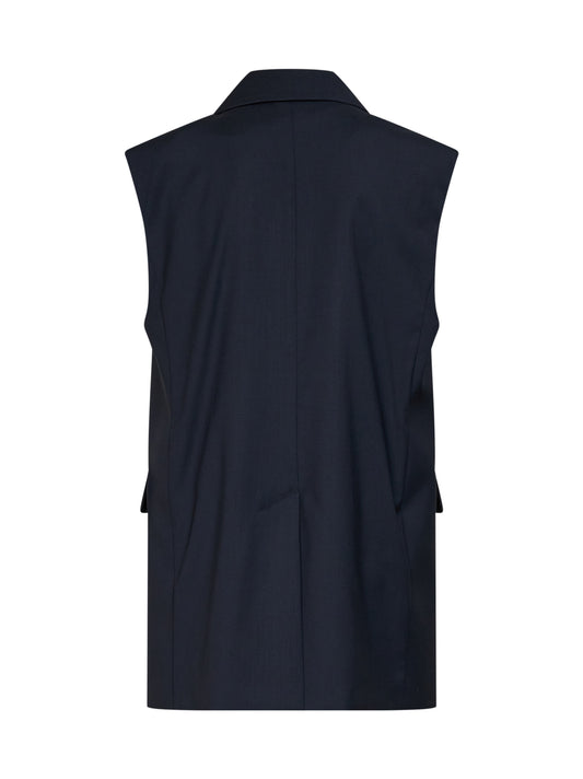 Blue chintz wool MSTQUASAR sleeveless jacket